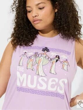 Disney ‘The Muses’ Tank, Torrid, Lavender Graphic Muscle Tank, NWT(small flaw)
